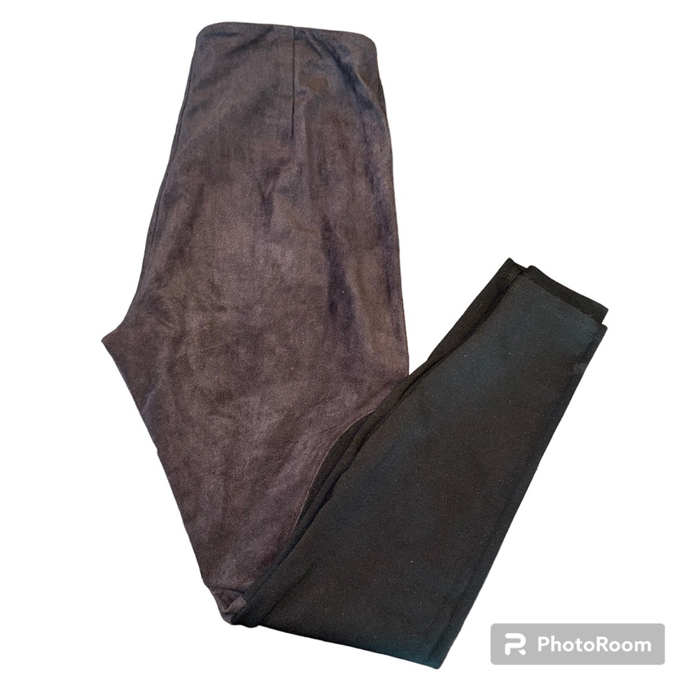 Lyssé Angled Seam Faux Suede leggings- size M